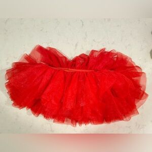 Rich Red Layered Tulle Mini Skirt